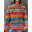 Plus Size, Women's Plus Size Oversized Hoodie - Loose Fit Pullover Sweatshirt with Front Pocket & Drawstring Hood, Long Sleeve Casual Winter Sweater in Pink/Orange/Blue/Green/Teal/Orange/Red/ - Machine Washable Fall/Winter Clothing, Cozy Clothing, Striped Pattern, Soft Fabric, Streetwear Lovers
