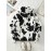 Women's Elegant Half-Zip Hooded Jacket, Plus Size Winter Warmth Coat with Full-Zip Front, Soft Fleece Lining, Animal Print (Cow/Sheep Design), Casual Outerwear, Cold Weather Wear, Stylish Outerwear, Zip-Up Coat