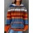 Plus Size - Women'S Plus Size Oversized Hoodie - Cozy Fall/Winter Sweatshirt with Drawstring Hood & Side Pockets, Blue/Orange/Red/Black/Gray Striped Pullover for Everyday & Formal Outfits - Casual Loose Fit Sweater, Sweater Hoodie, Autumn Winter Apparel, Comfortable Clothing, Texture, Stretchy Fabric, Durable Knitwear, Fall Fashion, Soft Texture, Hooded Sweater, Comfort Seekers