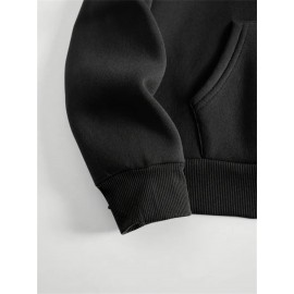 Los Angeles Letter Print Casual Hooded Sweatshirt - Long Sleeves Oversized Hooded Sweatshirt with Popular Extension