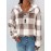 Plus Size Women's Gingham Check Hoodie - V-Neck Long Sleeve Pullover with Button Details, Drop Shoulder Design, and Pockets, Casual Wear for Fall/Winter | Vneck Hoodie | Construction, Sweater Hoodie