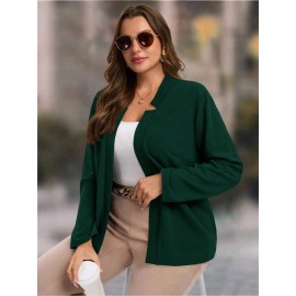 Plus Size, Women's Plus Size Elegant Suit Jacket - Solid Color Professional Blazer, All-Season Casual & Office Wear, Regular Fit for Weddings, Business Meetings, Everyday (Hand Wash/Dry Clean Care) - Versatile Year-Round Outerwear
