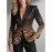 Plus Size - Women'S Elegant Leopard Print Blazer Jacket - Structured Lapel Collar, Tailored Fit with Chest Pocket, Warm BrownRed/Orange Gradient - Formal & Casual Outerwear for Office, Party, Everyday - Autumn/Winter Coat for Women - Stylish Leopard