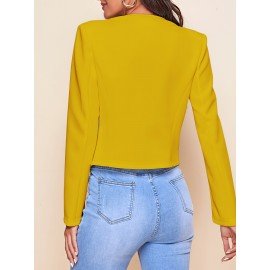 Plus Size - Women'S Plus Size Blazer Jacket - Chic Office to Party Outerwear with Zipper Pocket, Structured Fit Winter Coat for Women, Fall/Winter Fashion Jacket in Neutral Colors (Black/Beige/Brown/Gray/Blue/More) - Everyday & Formal Events, Casual Layering Piece, Sleek Fabric Design, Fall Outerwear, Stylish Coat, Durable Material, Professional Women