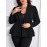 Plus Size Solid Color Single Breasted Lapel Elegant Long Sleeve Flare Hem Blazer For Work & Office