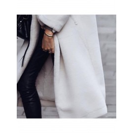 Women's Winter Warm Coat with Reversible Fleece Collar & Button Front Placket - Machine Washable Solid Color Cold-Weather Jacket for Fall and Winter Outerwear