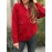 Plus Size Women'S Elegant Casual Fleece Blend Coat - Stand Collar Long Sleeve Jacket with Zipper Closure, Full-Zip Front, Chest Pocket & Structured Fit | Warm Winter Outerwear for Fall/Winter | Solid Color (RedNavy) | Versatile for Everyday & Semi-F