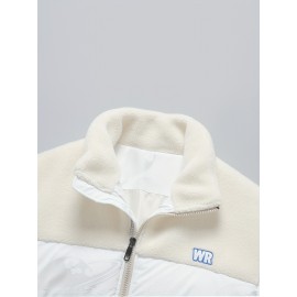 Plus Size Outdoor Soft Shell Jacket, Fashion Ladies Small Stand Collar Lapel Casual Clothes, Color Block Design, Women's Coat Outerwear For Fall And Winter