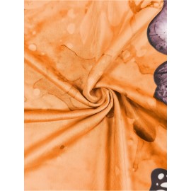 Women's Sleeveless Summer Dress with Vibrant Tropical Butterfly Print - Casual Loose Fit Round Neck Orange Dress, Machine Washable Flared Hem for Beach, Picnics & Casual Outings, Beach Dresses, Picnic Attire, Flowy Fabric